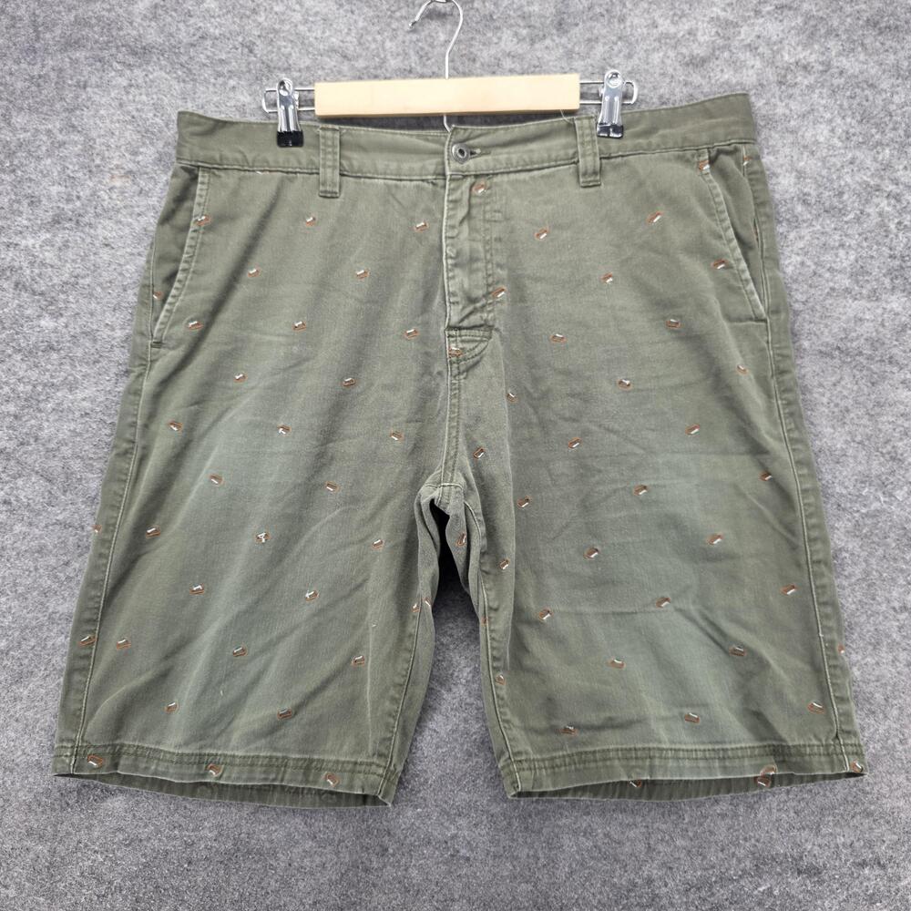 PrAna Shorts Mens 38 Green Carabiner Embroidered Chino Hiking Casual Outdoor